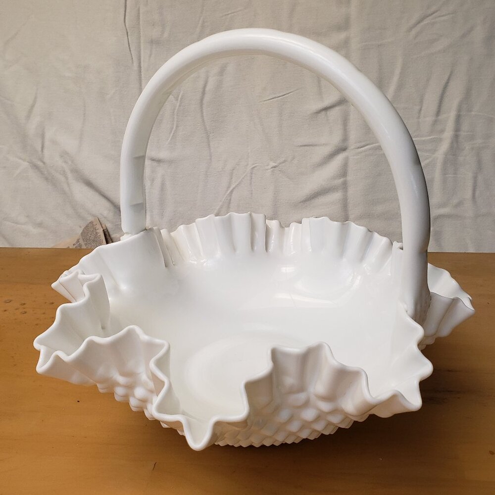 Vintage Fenton White Hobnail Milk Glass Candy Dish